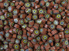 64 Brown Black Olive White Flower 9-10mm
